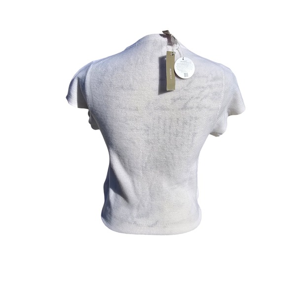 J. Crew NWT Ribbed Featherweight Cashmere Knit Short Sleeve Top Ivory Cream M - Picture 4 of 11